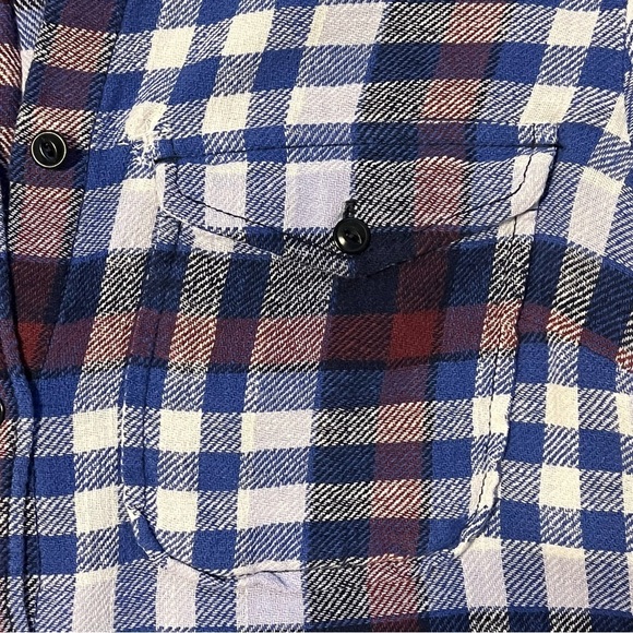 J.Crew Boyfriend flannel in Deep Sea Blue Plaid button down collared shirt - Picture 8 of 9